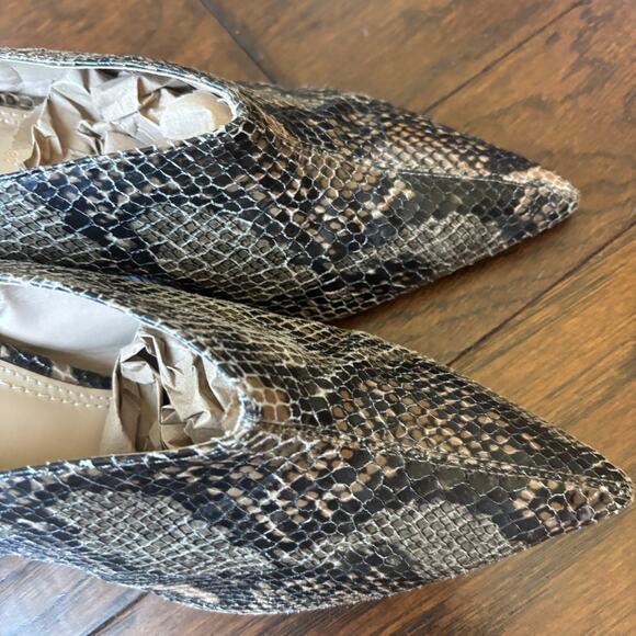 ZARA BASIC Collection Block Heel Pointed Toe Python Print Leather Pump 7.5 - Picture 6 of 10